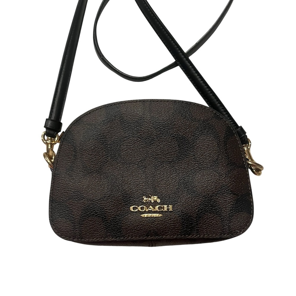 Coach Dark Brown Crossbody Bag with Gold Accents
